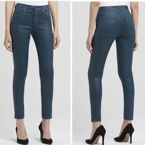 AG Farrah Skinny Teal Coated Jeans